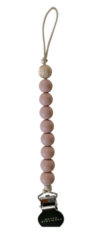 Chewable Charm Crew Pacifier Clip- Rose