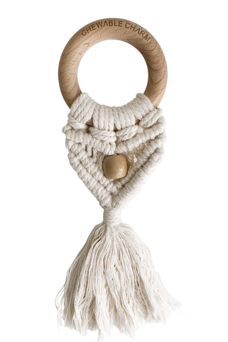 Celeste Macrame Teether + Bead- Cream
