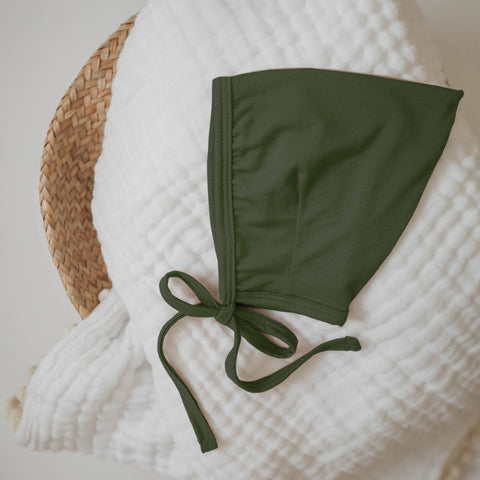 Tenth and Pine Bamboo Pixie Bonnet Baby Hat- Olive- FINAL SALE