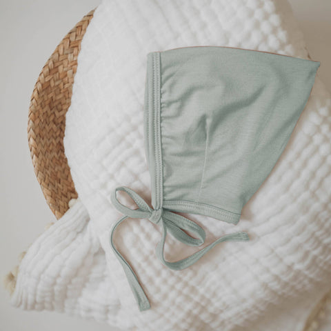 Tenth and Pine Bamboo Pixie Bonnet Baby Hat- Sage- FINAL SALE