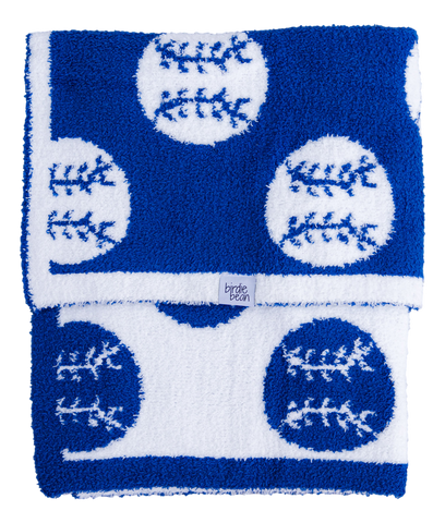 Blue Baseball Plush Stroller Blanket