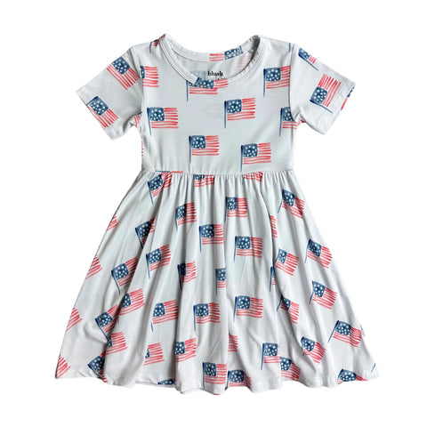 USA FLAG | Bamboo toddler retro twirl dress- FINAL SALE Lulu and Bee USA FLAG | Bamboo toddler retro twirl dress- FINAL SALE Lulu and Bee