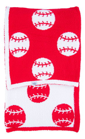 Red Baseball Plush Toddler Blanket