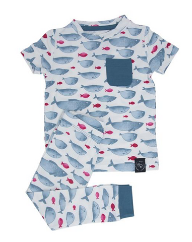 Short Sleeve Pajama Set with Pants- Fabulous Fish