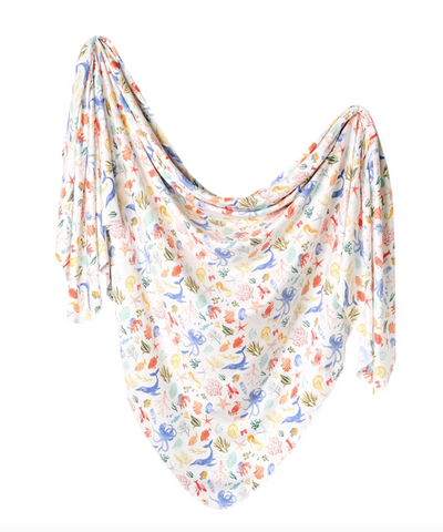 Copper Pearl Knit Swaddle Blanket- Nautical