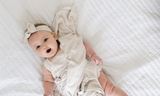 Copper Pearl Knit Headband Bow - Oat