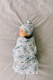 Newborn Top Knot Hat- Indigo