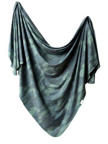 Copper Pearl Knit Swaddle Blanket- Hunter
