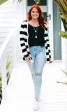 Beau Hudson Black and White Knit Stripe Cardigan- Adult- FINAL SALE