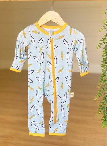 Zipper Coverall- Hello Bunny- FINAL SALE