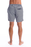 Beau Hudson Men's Black and White Striped Swim Shorts- FINAL SALE