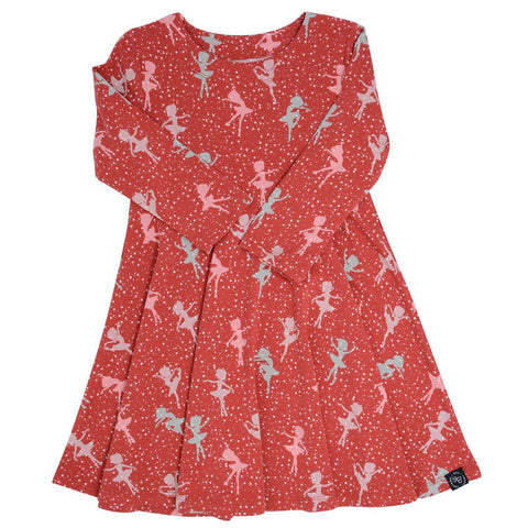 Long Sleeve Swirly Girl Dress - Nutcracker Ballerina- FINAL SALE