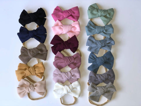 Corduroy Bow on Nylon