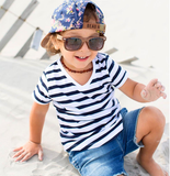 Beau Hudson Striped V-neck Tshirt- FINAL SALE